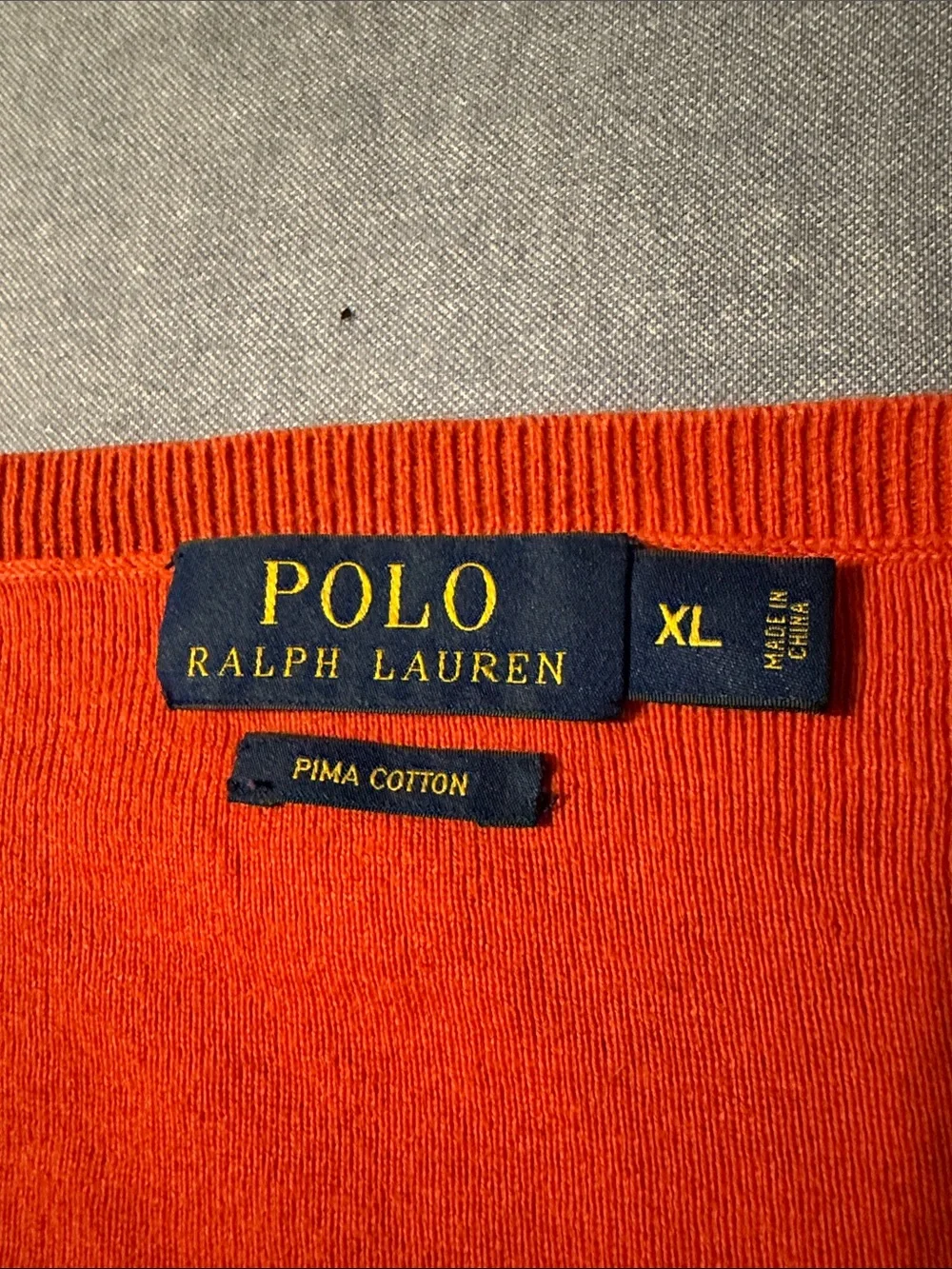 Polo by Ralph Lauren V-Neck Sweater in Orange Sz. XL